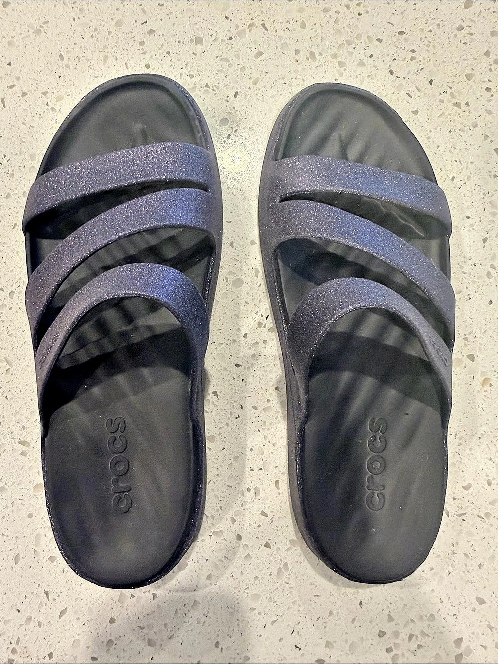 Crocs Navy Sparkle Strappy Sandals Worn Once but Bought Wrong Size